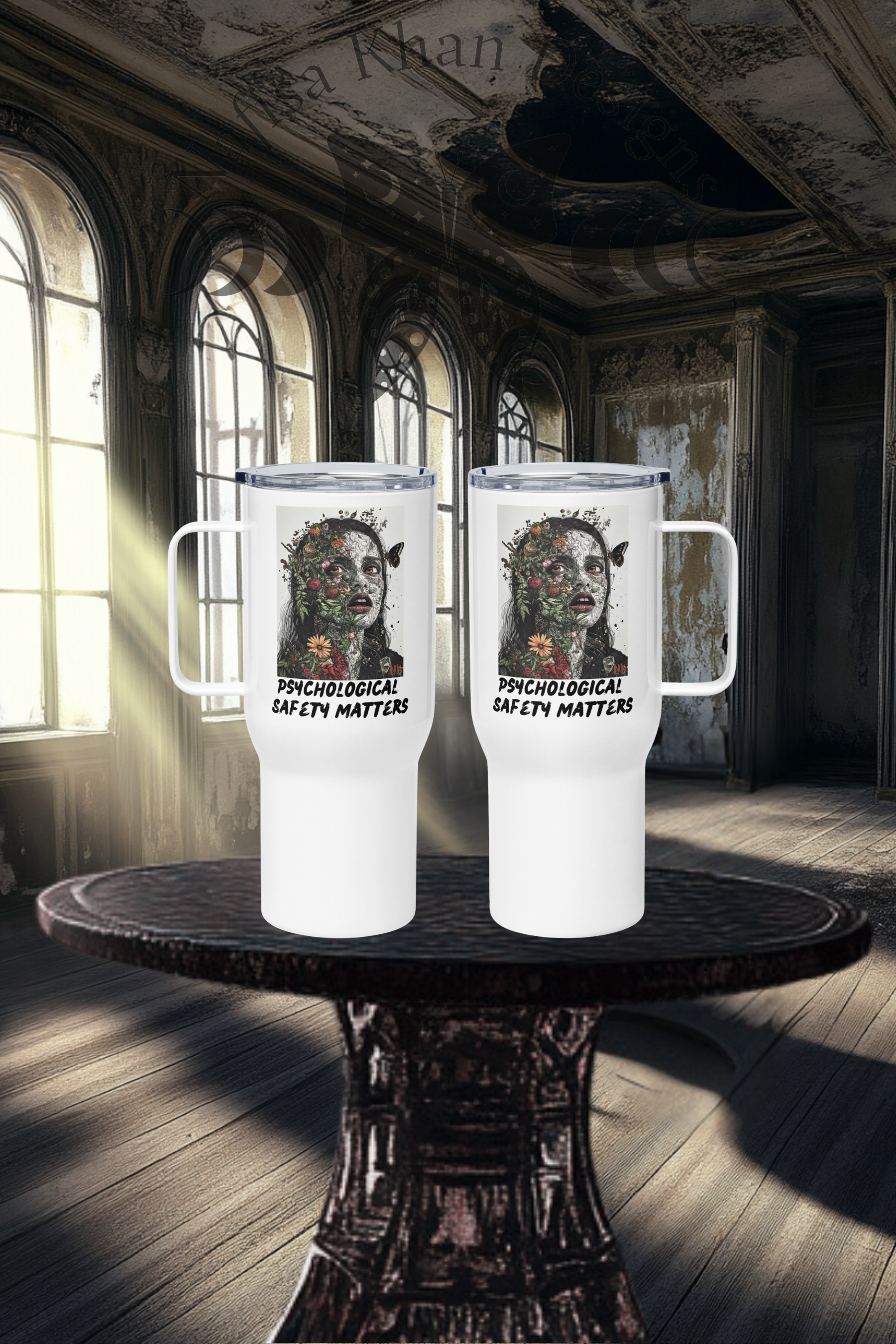 Psychological Safety Matters Travel Mug – Sip with Purpose & Power! featuring modern Desi fashion with a fusion of tradition and streetwear style.