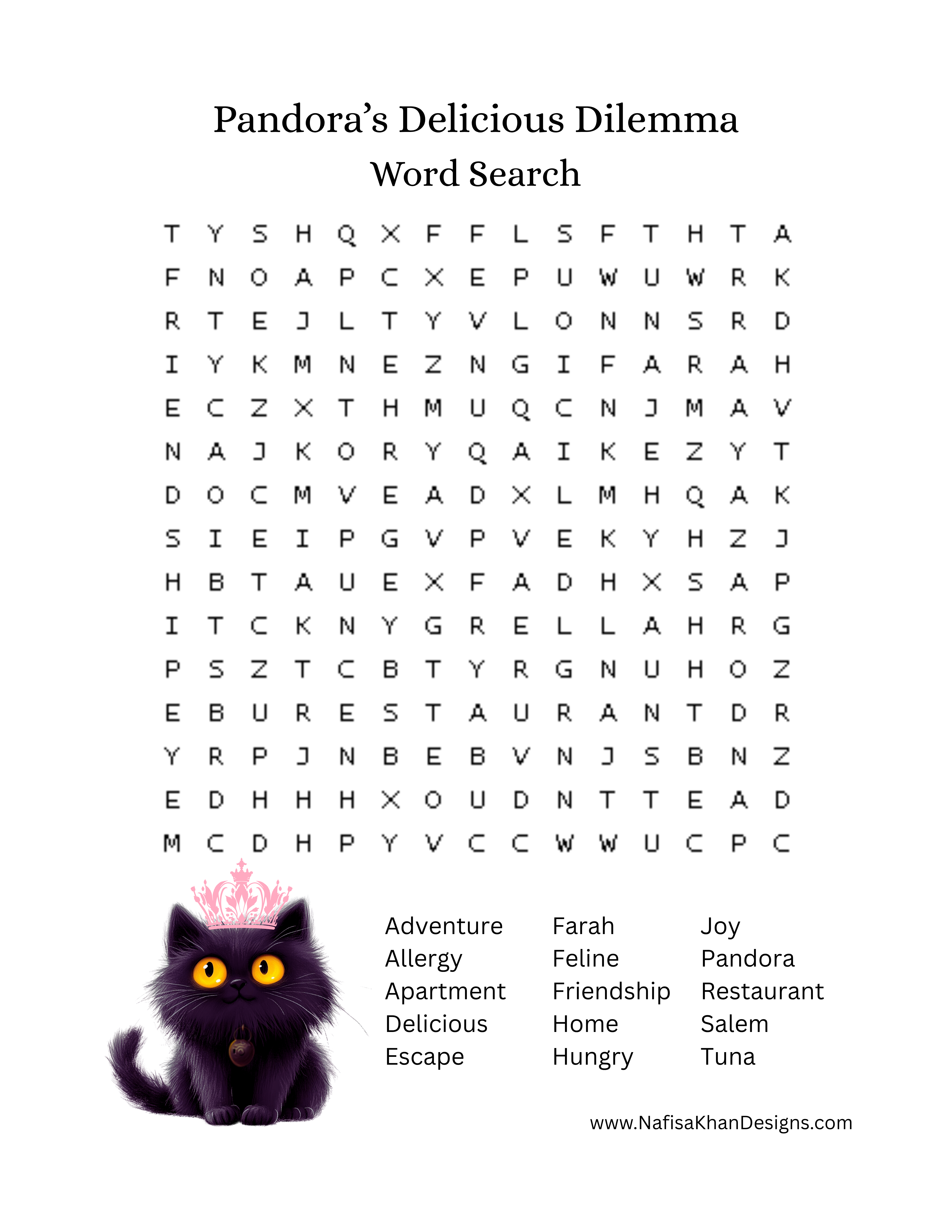 Pandora's Delicious Dilemma - Word Search Puzzle