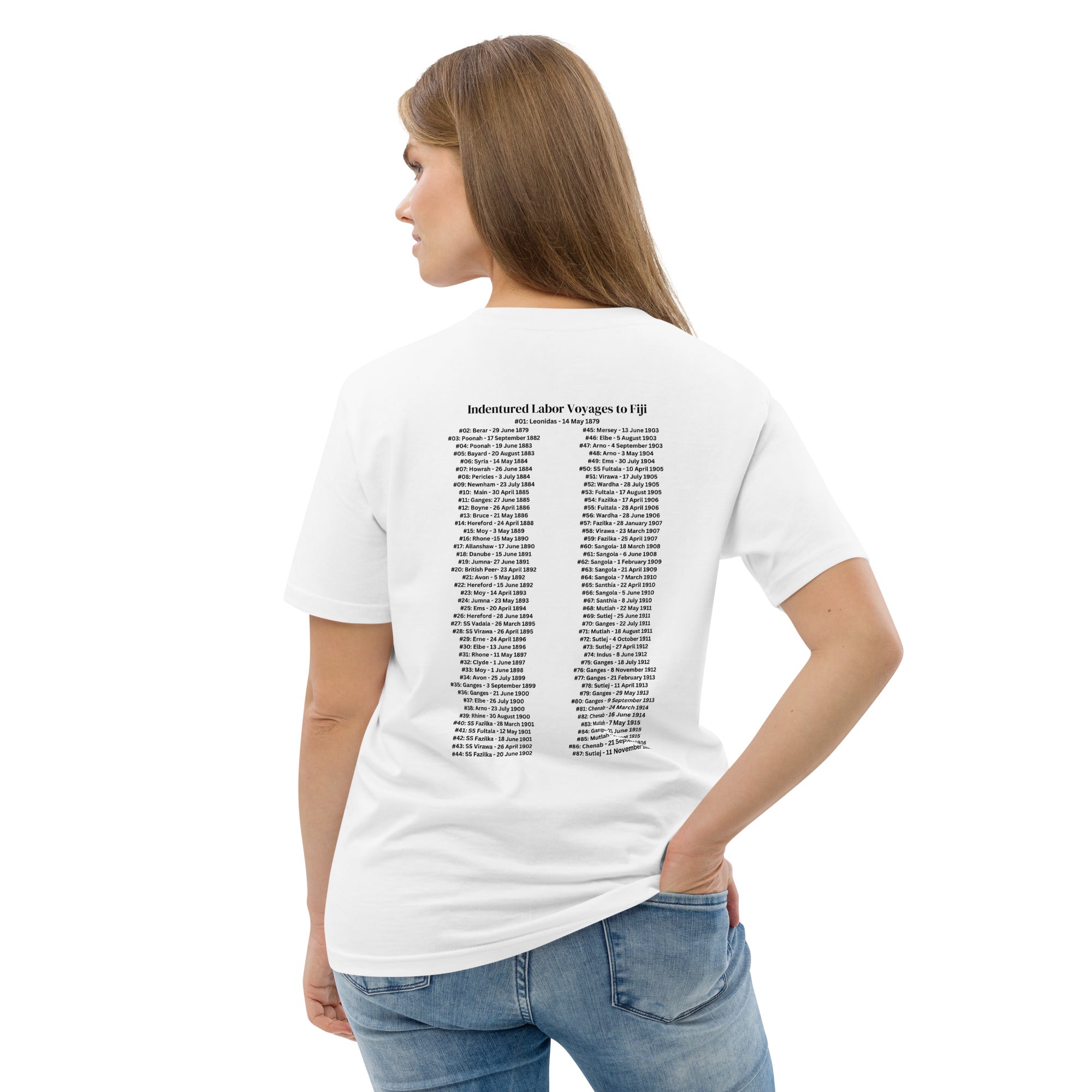 Indentured Labor Voyages to Fiji T-Shirt – Honoring the Girmitya Legacy featuring modern Desi fashion with a fusion of tradition and streetwear style.