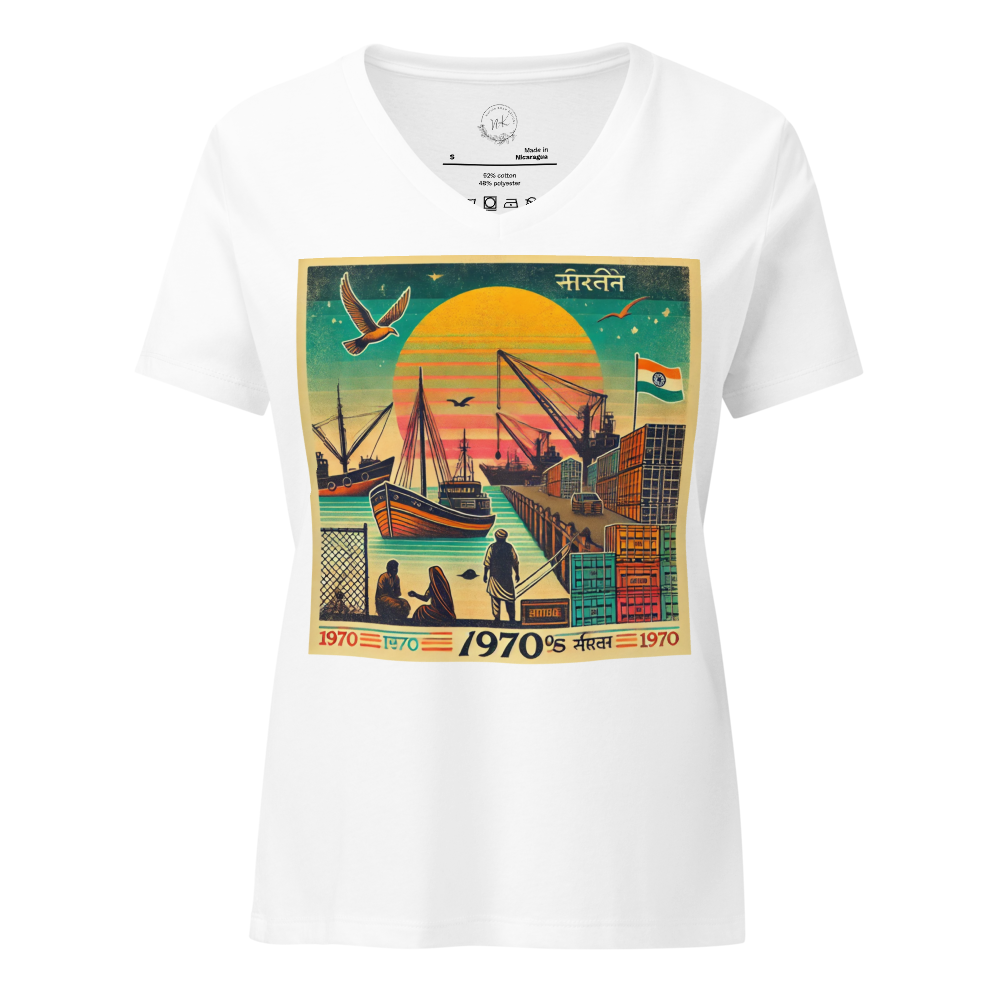 1970s Coastal Nostalgia V-Neck T-Shirt