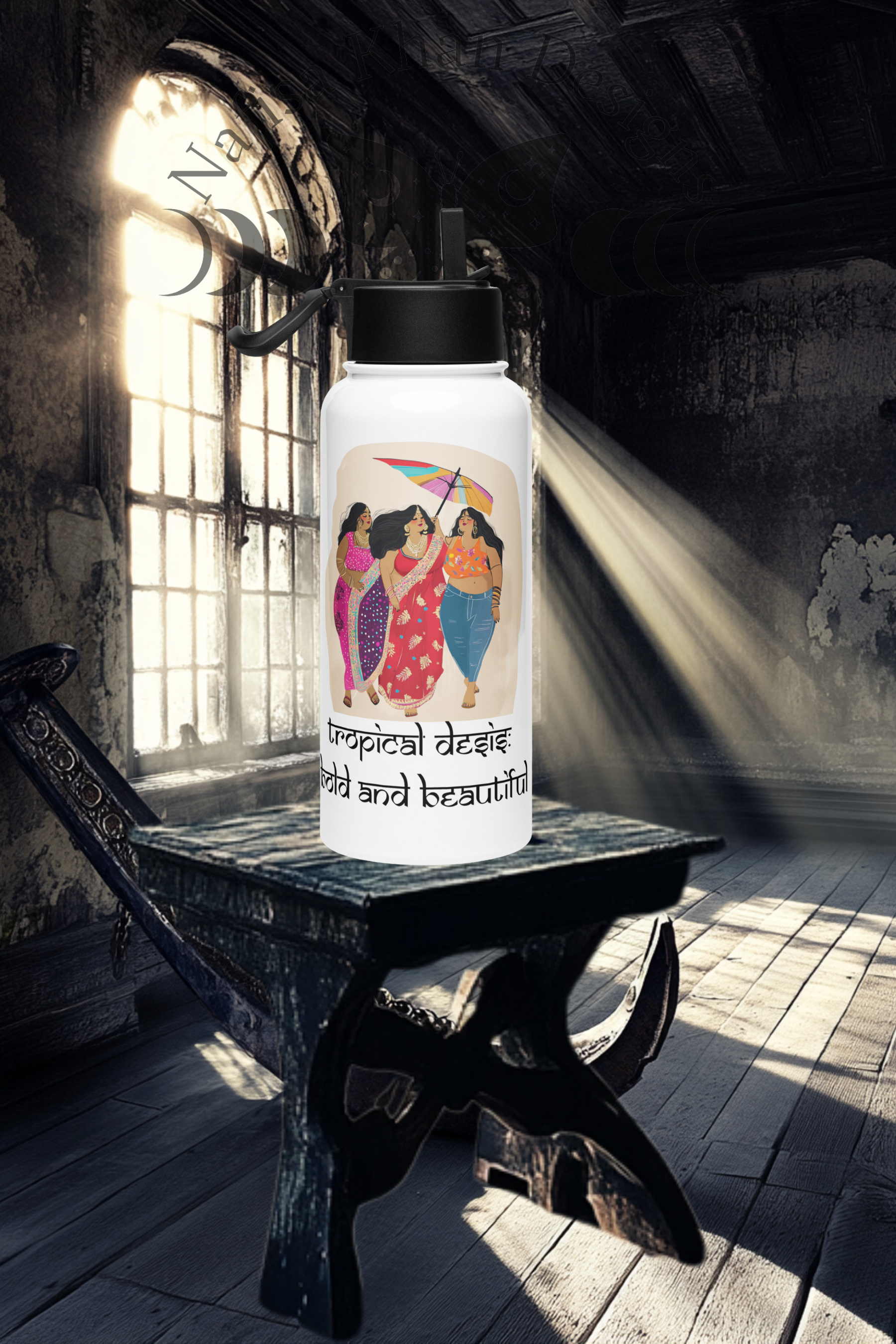 Tropical Desis: Bold and Beautiful 32 oz Water Bottle