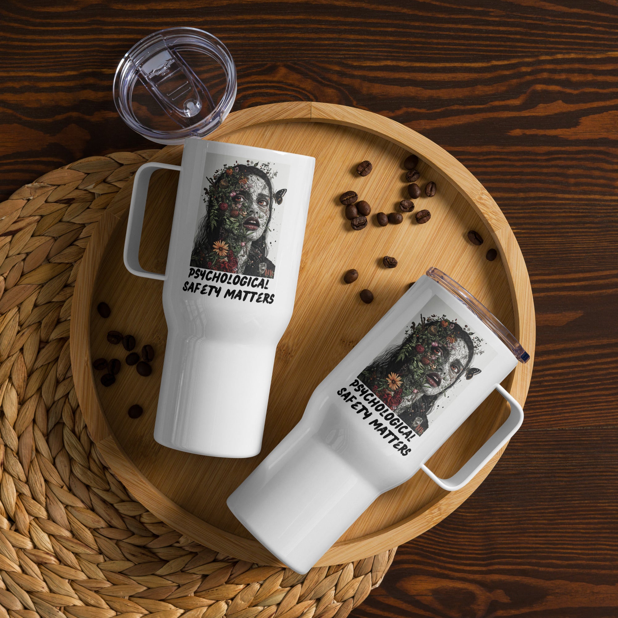 Psychological Safety Matters Travel Mug – Sip with Purpose & Power! featuring modern Desi fashion with a fusion of tradition and streetwear style.