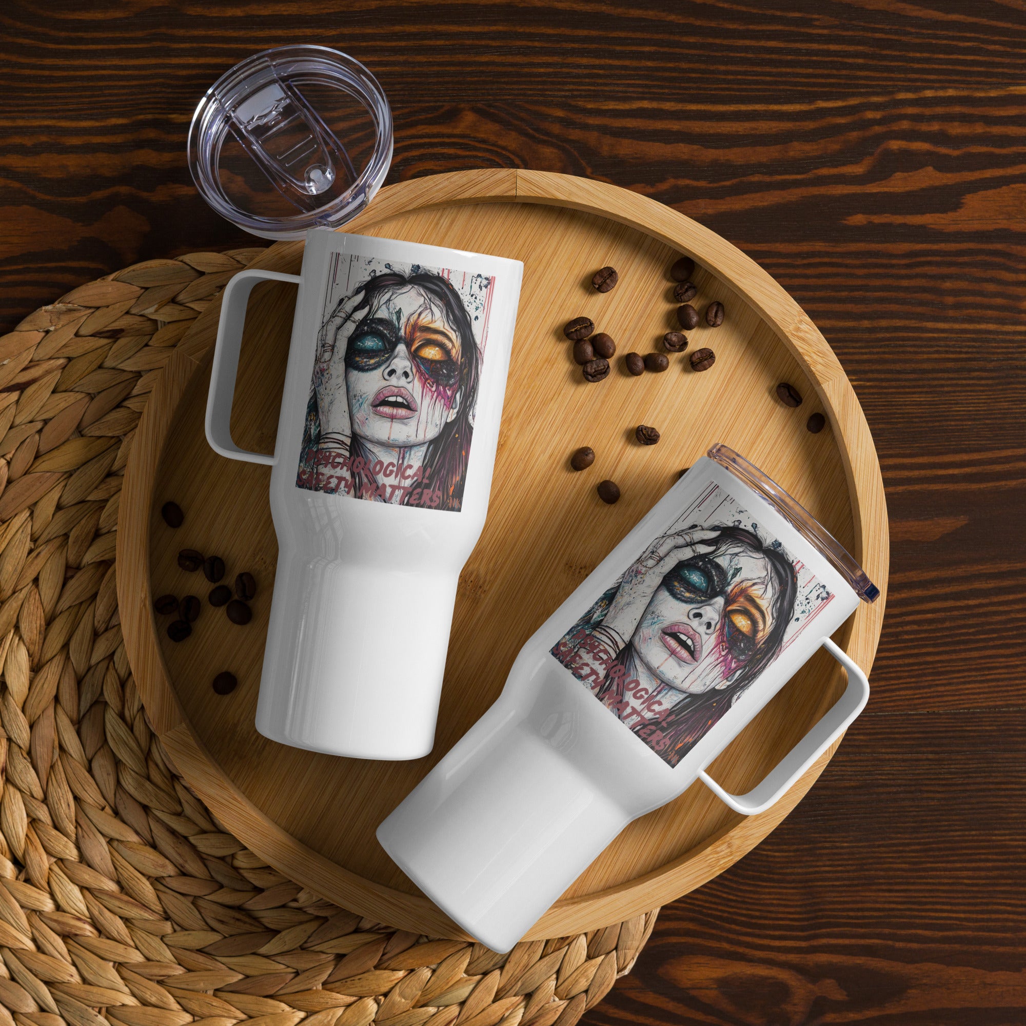 Psychological Safety Matters Travel Mug – Bold, Thought-Provoking &amp; Built for Every Journey! featuring modern Desi fashion with a fusion of tradition and streetwear style.